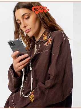 OSSA White Leather Boho Wristlet Strap